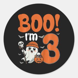 Kinder Boo ich bin 3 Halloween Spooky Pumpkin 3. G Runder Aufkleber