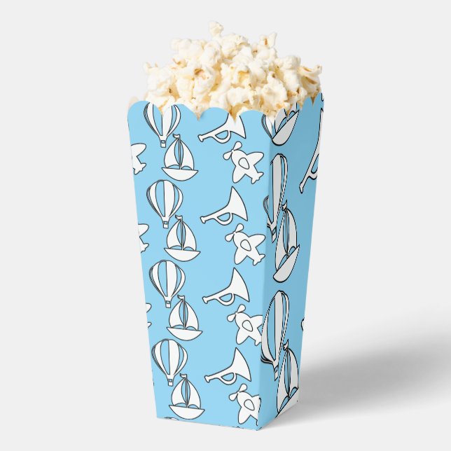 Kinder Boot Flugzeug Babyblau Popcorn Geschenkschachtel (Geplatzt)
