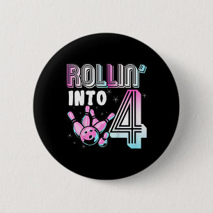Kinder Bowler Rollin’ in 4 Bowling 4. Geburtstag K Button