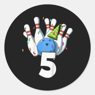 Kinder Bowling Geburtstag 5 Bowling Thema 5 Geburt Runder Aufkleber