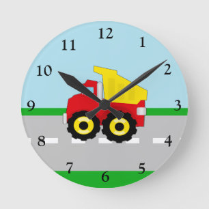 Kinder Boys Bau Dumptruck Runde Wanduhr