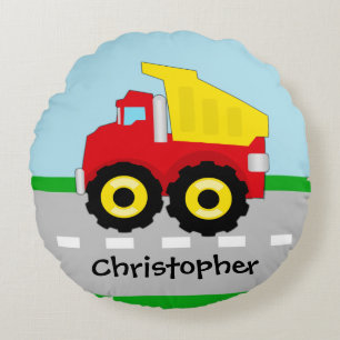 Kinder Boys Bau Dumptruck Rundes Kissen