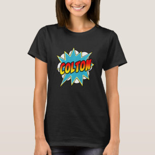 Kinder Boys Colton Comic Book Superherman Name T-Shirt