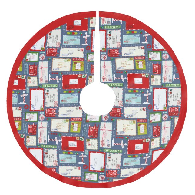 Kinder Briefe an Weihnachten Weihnachten Muster Polyester Weihnachtsbaumdecke (Vorderseite)