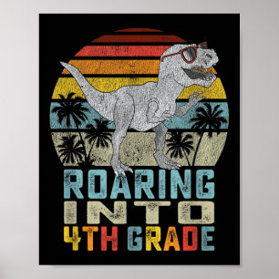Kinder brüllen in die 4. Klasse Dinosaurier T Rex  Poster