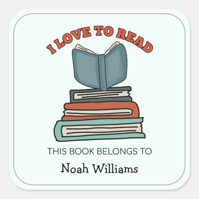 Kinder buchen Personalisierte Buchzeichen Quadratischer Aufkleber (Vorderseite)
