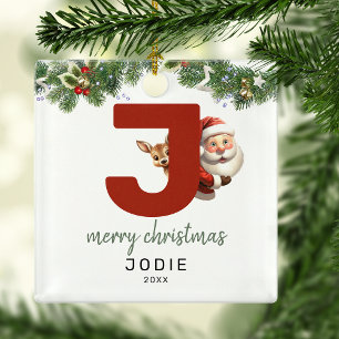 Kinder Buchstabe J Monogramm Weihnachtsbaum  Ornament Aus Metall