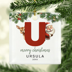 Kinder Buchstabe U Monogramm Weihnachtsbaum Ornament Aus Metall