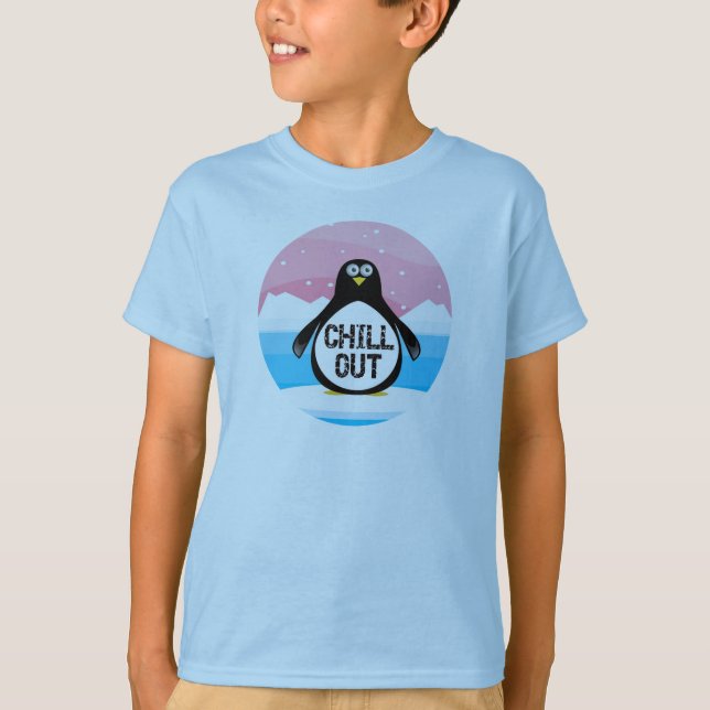 Kinder Chill Out Pinguin T Shirt (Vorderseite)