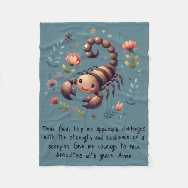 Kinder Christliches Gebet Woodland Skorpion auf bl Fleecedecke (Vorderseite)