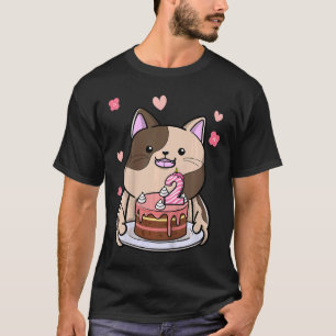 Kinder Chubby Katze mit einem Geburtstagskuchen 2. T-Shirt