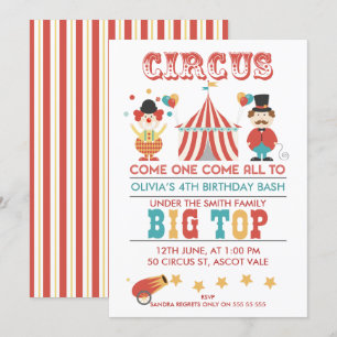 Kinder Circus Geburtstagsparty Einladung