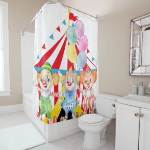 Kinder Clowns auf weißem Duschvorhang