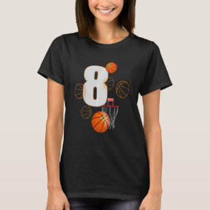 Kinder Cool Basketball Geburtstag 8 Jahre alt T-Shirt