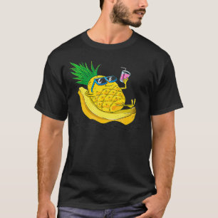 Kinder Coole Ananas Banane entspannte Sommerferien T-Shirt