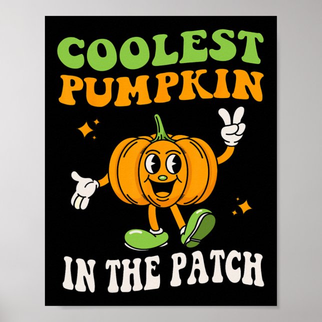 Kinder Cooler Kürbis in der Patchhalbluppe Poster (Vorne)