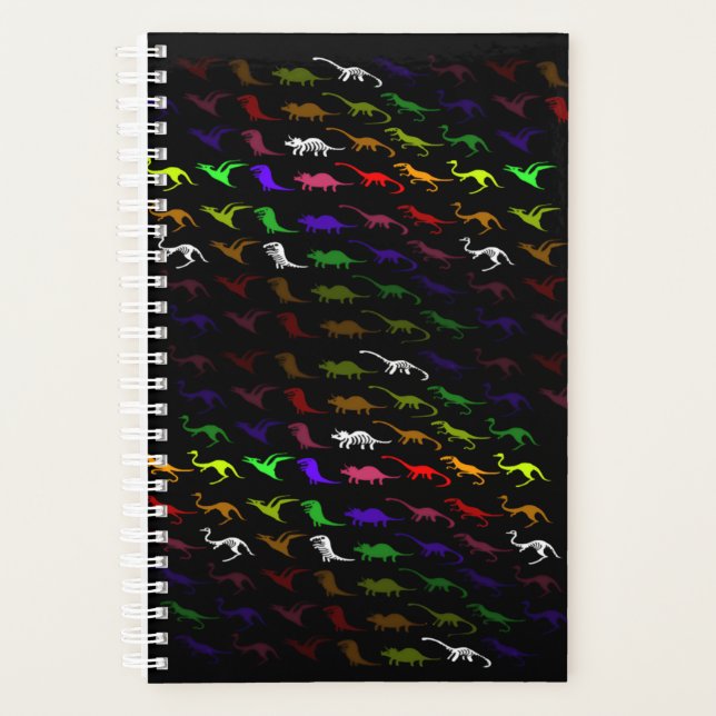 Kinder cooler Regenbogen bunt niedlicher Dinosauri Planer (Vorderseite)