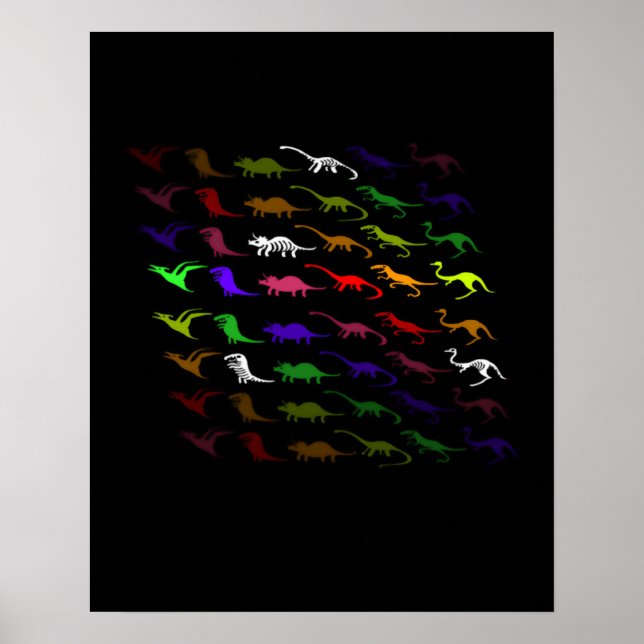 Kinder cooler Regenbogen bunt niedlicher Dinosauri Poster (Vorne)