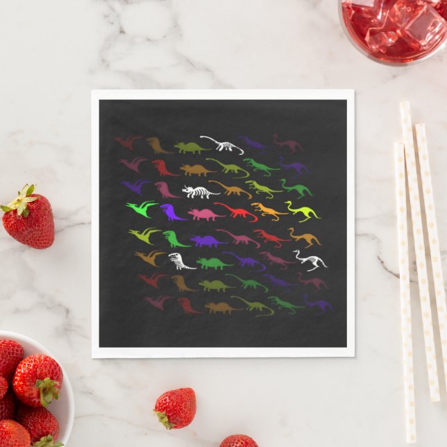 Kinder cooler Regenbogen bunt niedlicher Dinosauri Serviette (Beispiel)