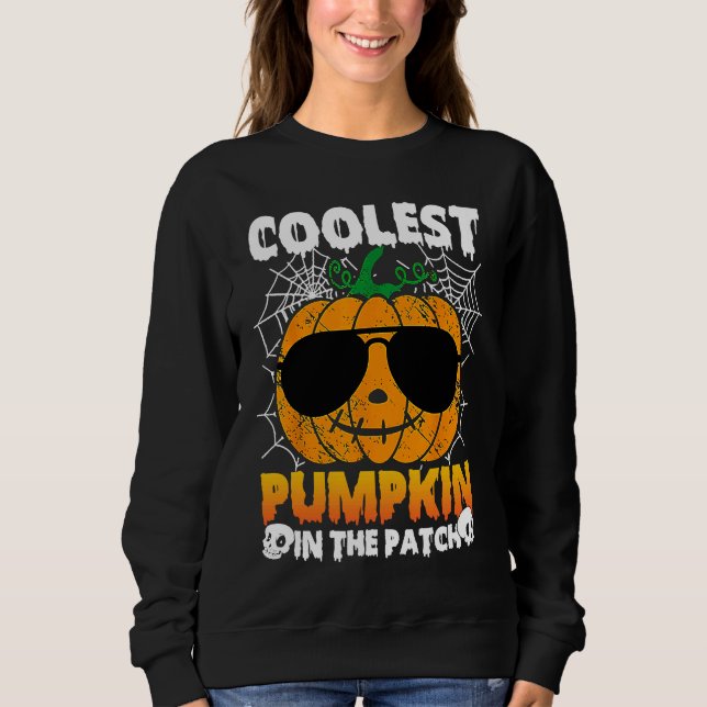 Kinder Coolster Kürbis Im Patch-Spinnweb-Toddle Sweatshirt (Vorderseite)