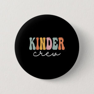 Kinder Crew Retro Groovy Vintag Happy First Day O Button