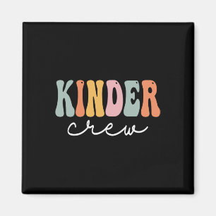 Kinder Crew Retro Groovy Vintag Happy First Day O Magnet