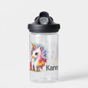 Kinder Custom Colorful Golden Unicorn Trinkflasche