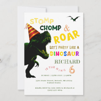 Kinder Custom T Rex Dinosaur Thema Geburtstagspart Einladung