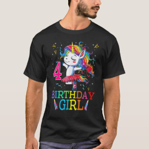 Kinder Dabbing Unicorn 4 Jahre alt 4. Geburtstag P T-Shirt