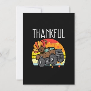 Kinder Dankbarer Truthahn Monster Truck Retro Ernt Einladung