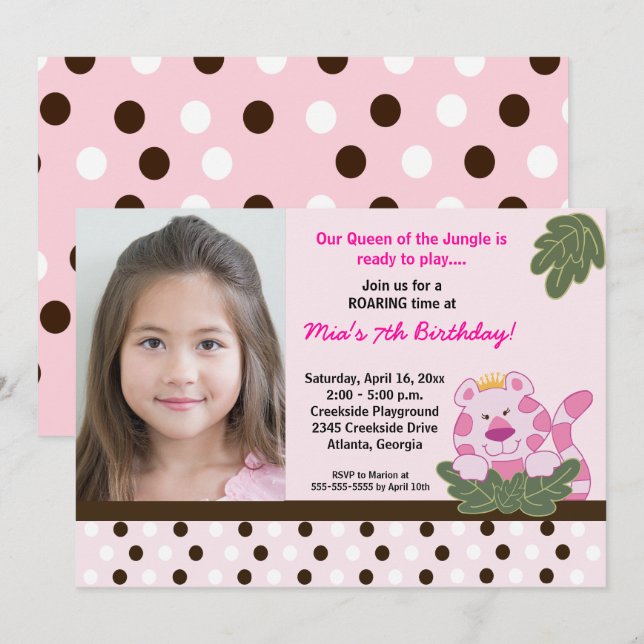 KINDER DER JUNGLE *FOTO* Geburtstag 12x18 Einladung (Vorne/Hinten)