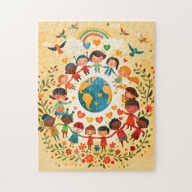 Kinder der Welt — Vielfalt und Frieden Puzzle (Vertikal)