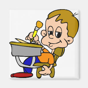 Kinder, die an der Schreibtisch schreiben Magnet