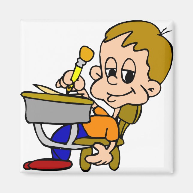 Kinder, die an der Schreibtisch schreiben Magnet (Vorne)