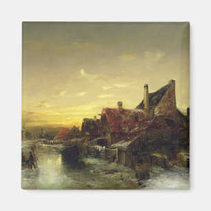 Kinder, die auf dem Eis spielen Magnet