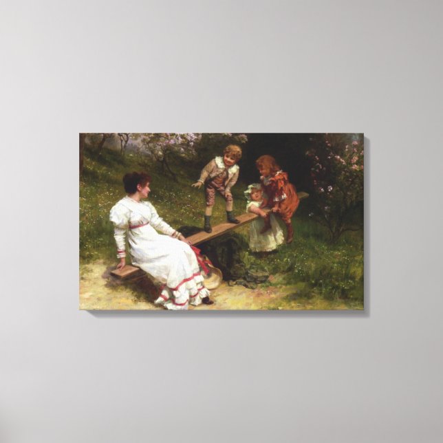 Kinder, die auf einer Seesaw spielen (von Frederic Leinwanddruck (Vorderseite)