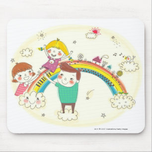Kinder, die auf Regenbogen spielen Mousepad