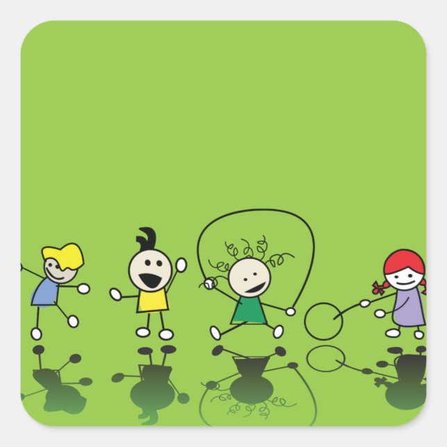 Kinder, die Aufkleber spielen (Vorderseite)