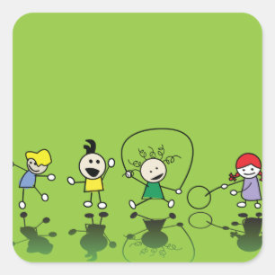 Kinder, die Aufkleber spielen