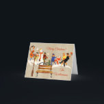 Kinder, die das charmante Art Deco Christma spiele Feiertagskarte<br><div class="desc">Vom Charm Design Studio - machen Sie einen Schritt zurück in die Zeit mit dieser Vintagen / Retro-reizvollen Urlaubsszene. Dieses hier - Kinderspiel im Schnee ist hauptsächlich eine Vintage Winterillustration von Volland Art Déco. Und Sie können sich mit Ihrem Familiennamen personalisieren - funktioniert gut mit einem Vor- und Nachnamen, wenn...</div>