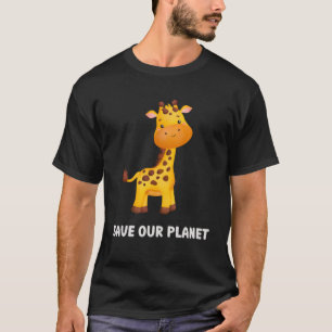Kinder, die eine Niedliche und kostbare Giraffe fü T-Shirt