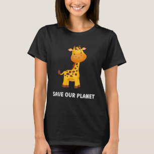 Kinder, die eine Niedliche und kostbare Giraffe fü T-Shirt