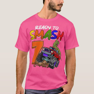Kinder, die ich bereit bin, 7 Monster Truck T-Rex T-Shirt