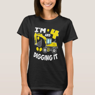 Kinder, die ich bin 4 und Graben es Baubagger 4 T-Shirt