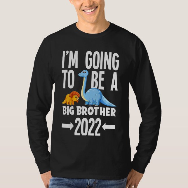Kinder, die ich ein großer Bruder werden 2022 Dino T-Shirt (Vorderseite)