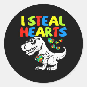 Kinder, die ich stehle, hören Trex Dinosaurier von Runder Aufkleber