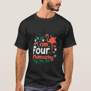 Kinder, die ich vier bleibende rosa Flamingo bin T-Shirt
