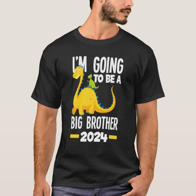 Kinder, die ich werde ein großer Bruder 2024 Dinos T-Shirt (Vorderseite)