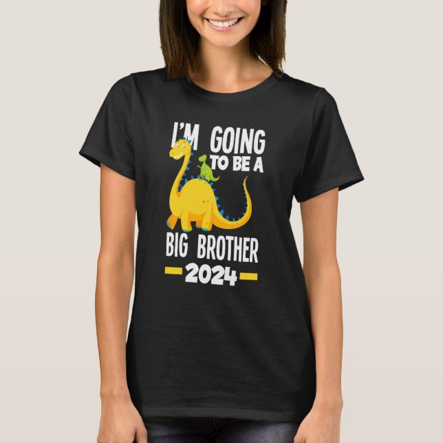 Kinder, die ich werde ein großer Bruder 2024 Dinos T-Shirt (Vorderseite)