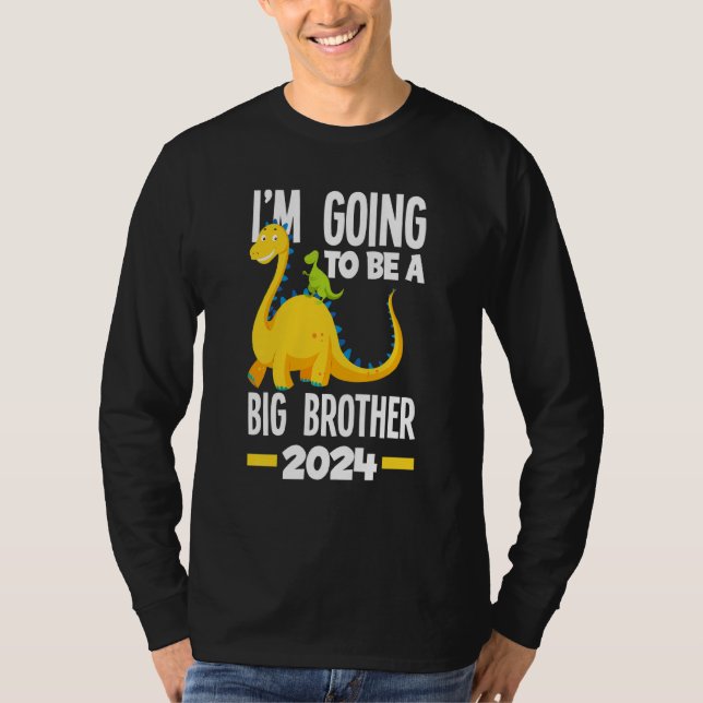 Kinder, die ich werde ein großer Bruder 2024 Dinos T-Shirt (Vorderseite)